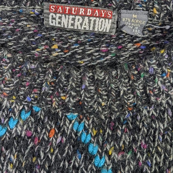 Vintage Grandpa Sweater Argyle diamond wool blend Saturdays generation medium - Picture 2 of 4